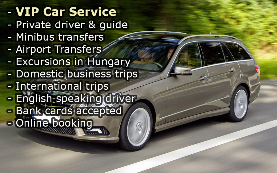 Private car, taxi transfer – appropriate for maximum of 3 persons, estate car or limousine. We suggest our E-class Mercedes estate car with air-condition, big luggage-rack and with English speaking driver for Budapest Ljubljana Airport transfers. We accept payment with bankcards.